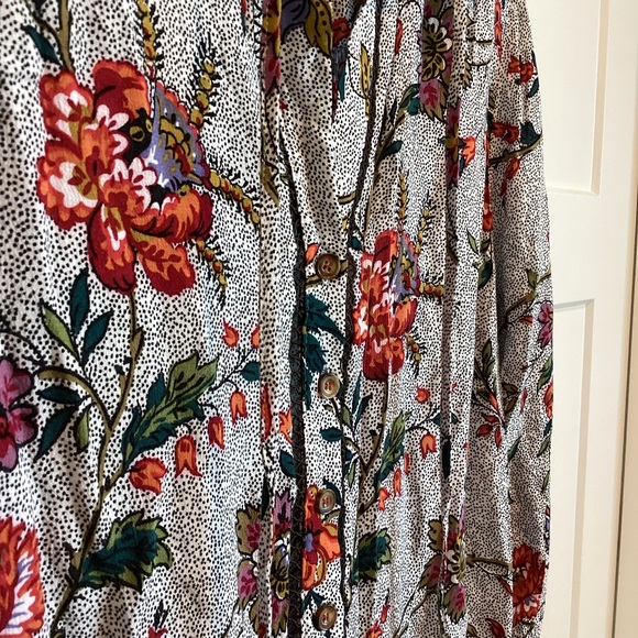 Anthropologie Maeve Janie Long-Sleeve Blouse Black Floral 12 PETITE Like-New - Picture 9 of 14